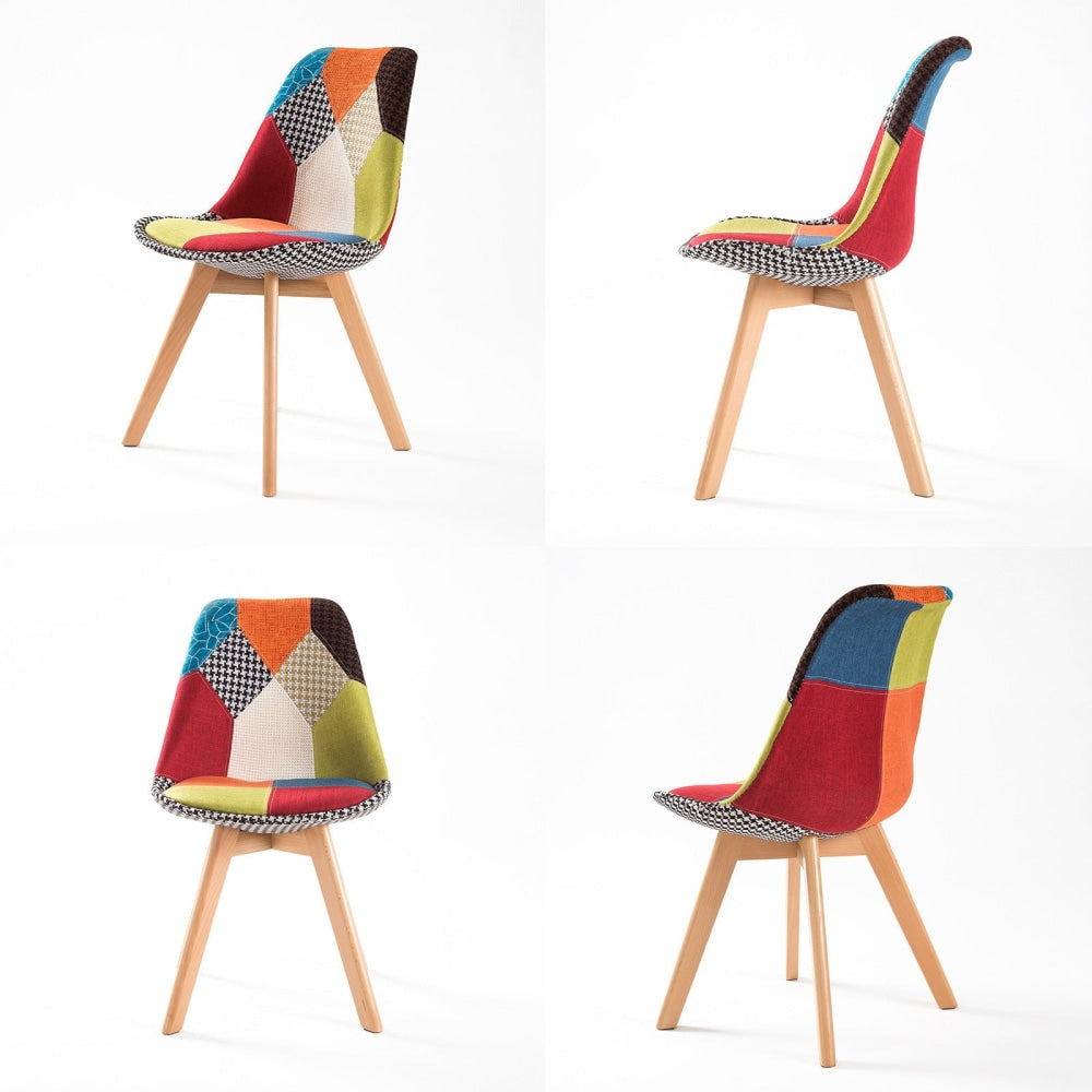 La Bella 2 Set Multi Colour Retro Dining Cafe Chair Padded Seat Fast shipping On sale