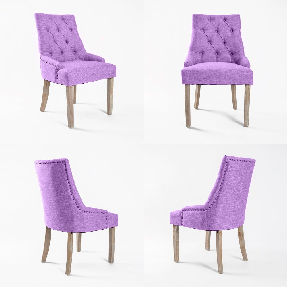 La Bella 2 Set Violet French Provincial Dining Chair Amour Oak Leg Fast shipping On sale