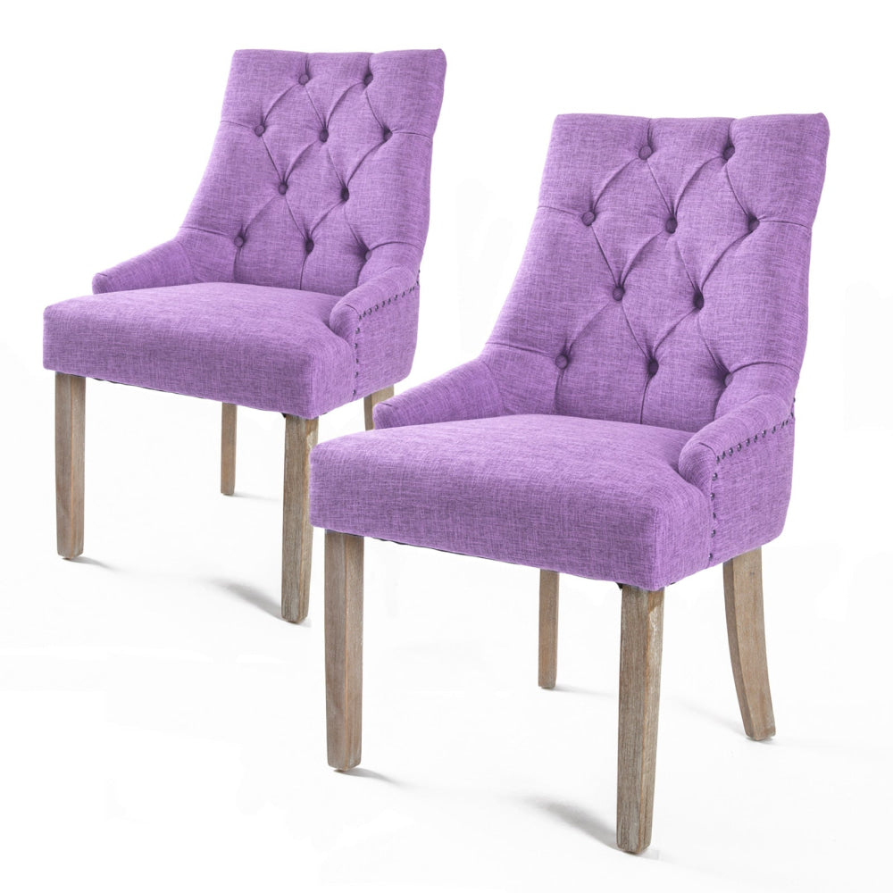 La Bella 2 Set Violet French Provincial Dining Chair Amour Oak Leg Fast shipping On sale