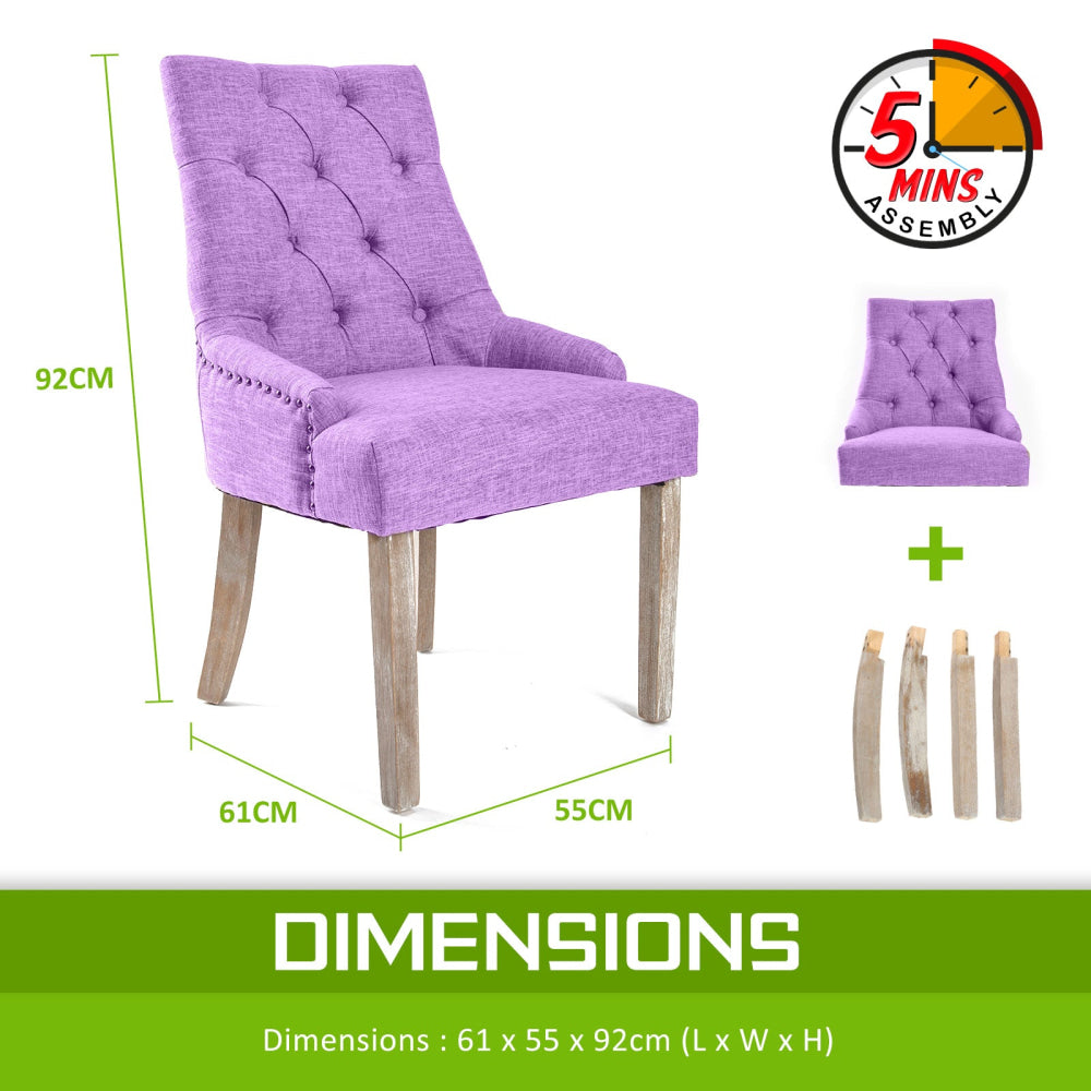 La Bella 2 Set Violet French Provincial Dining Chair Amour Oak Leg Fast shipping On sale