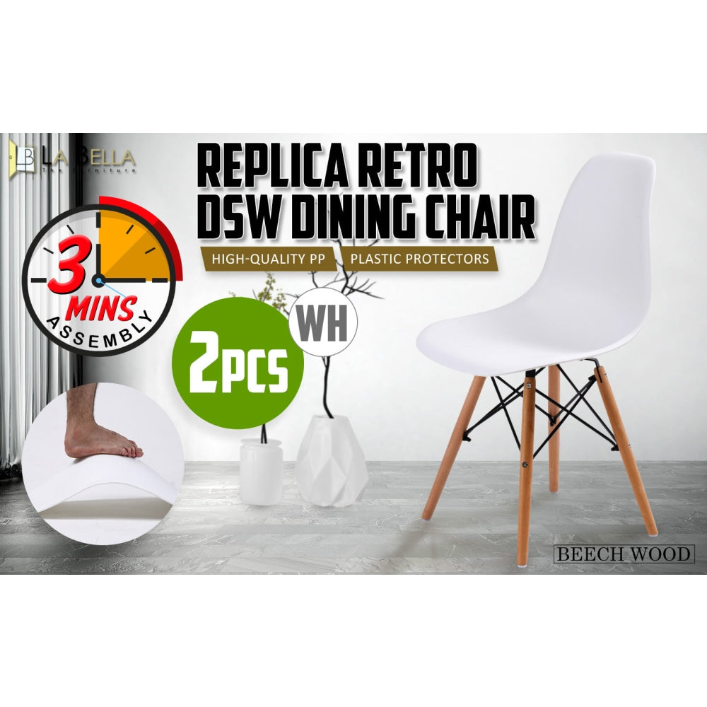 La Bella 2 Set White Retro Dining Cafe Chair DSW PP Fast shipping On sale