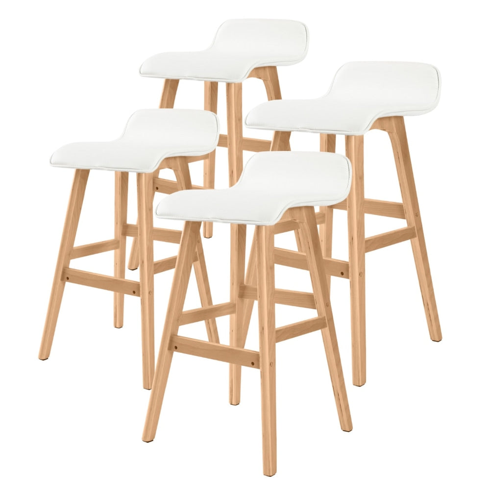 La Bella 4 Set 65cm White Wooden Bar Stool Sophia Leather Fast shipping On sale