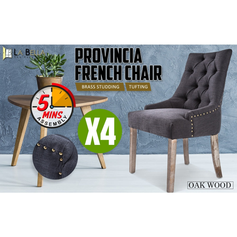 La Bella 4 Set Black (Charcoal) French Provincial Dining Chair Amour Oak Leg Fast shipping On sale