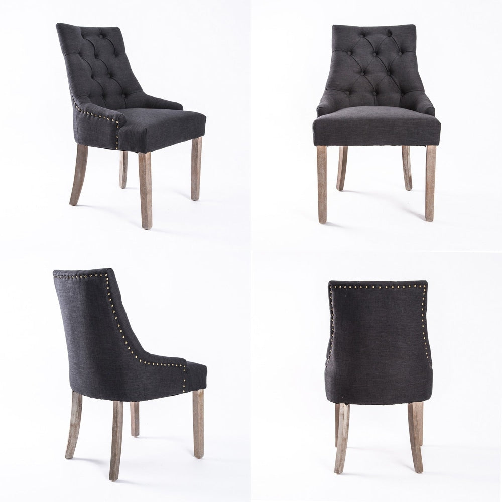 La Bella 4 Set Black (Charcoal) French Provincial Dining Chair Amour Oak Leg Fast shipping On sale