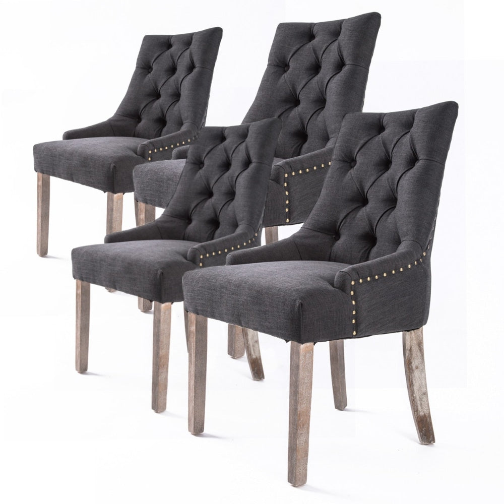 La Bella 4 Set Black (Charcoal) French Provincial Dining Chair Amour Oak Leg Fast shipping On sale