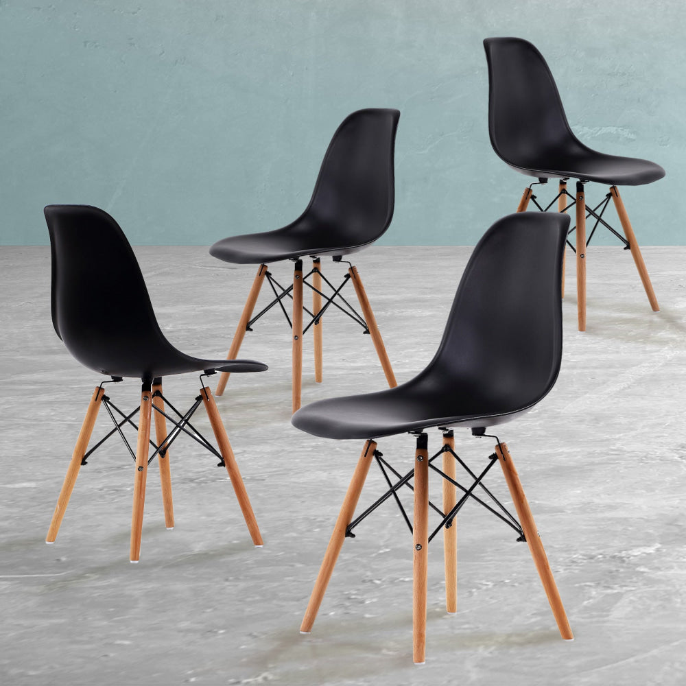 La Bella 4 Set Black Retro Dining Cafe Chair DSW PP Fast shipping On sale