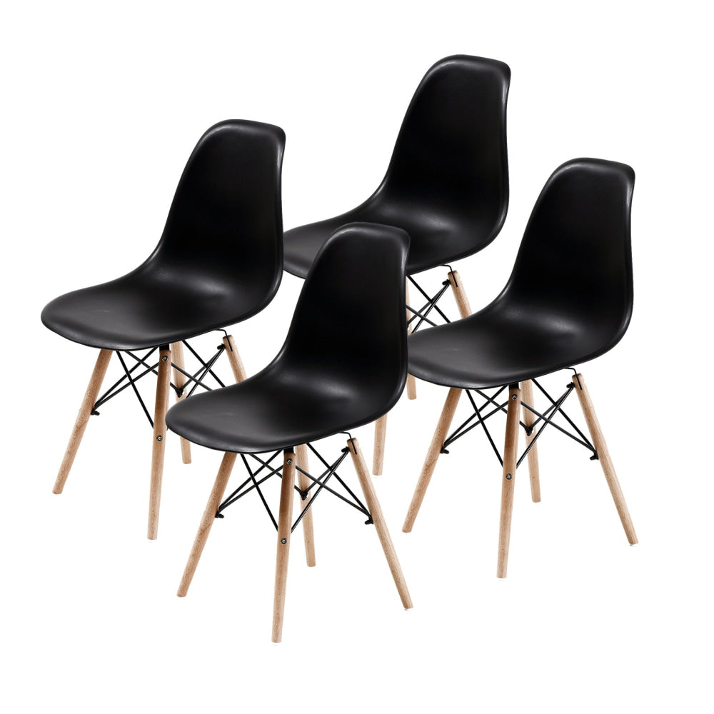 La Bella 4 Set Black Retro Dining Cafe Chair DSW PP Fast shipping On sale