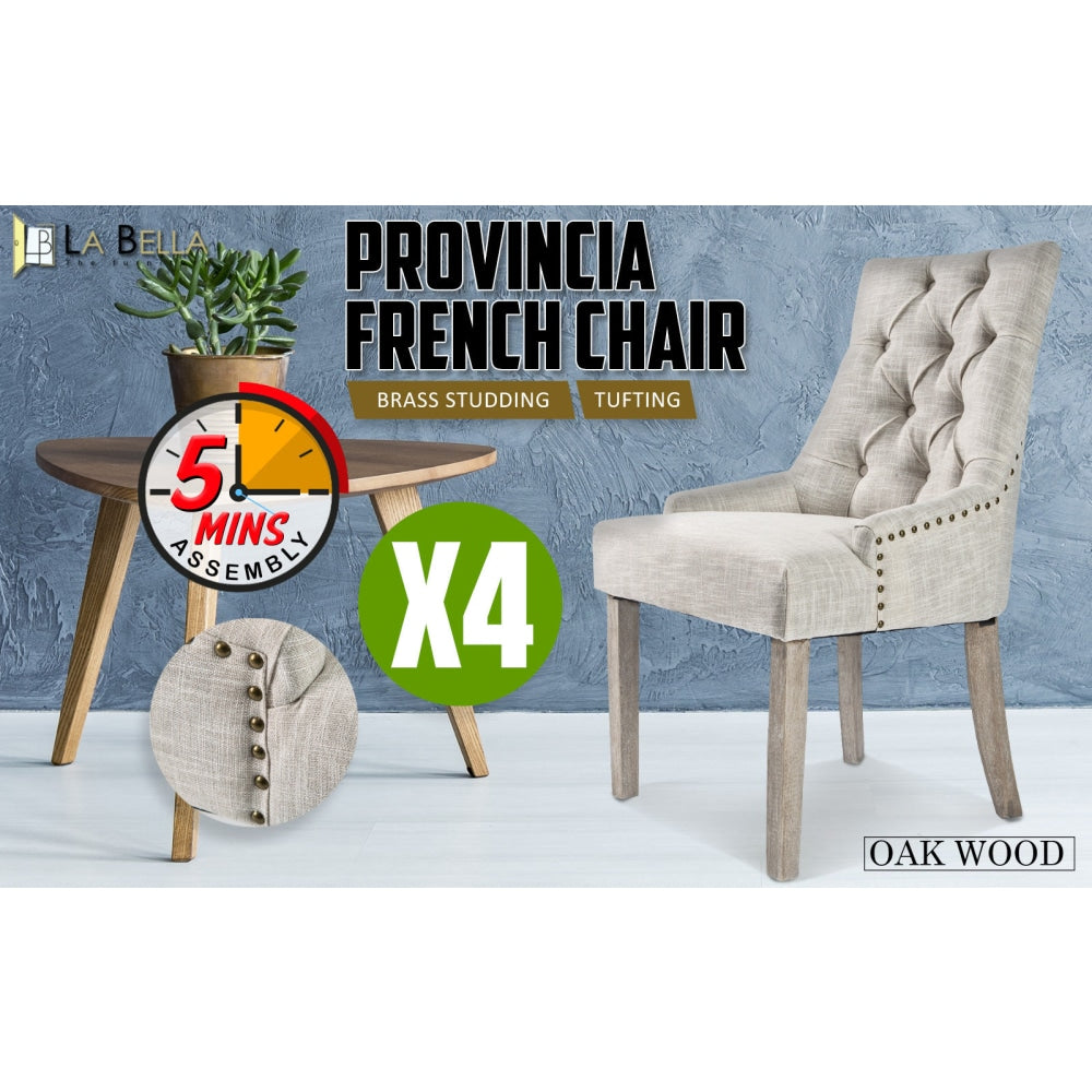 La Bella 4 Set Cream French Provincial Dining Chair Amour Oak Leg Fast shipping On sale