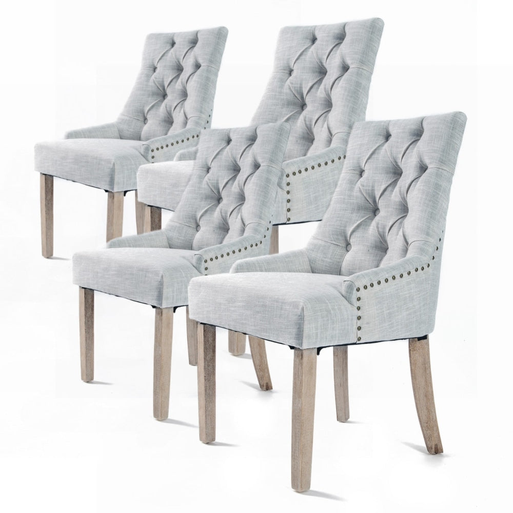 La Bella 4 Set Grey French Provincial Dining Chair Amour Oak Leg Fast shipping On sale