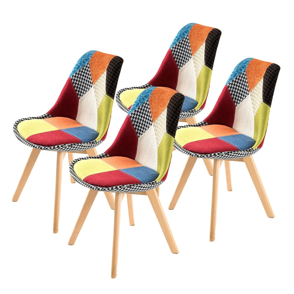 La Bella 4 Set Multi Colour Retro Dining Cafe Chair Padded Seat Fast shipping On sale