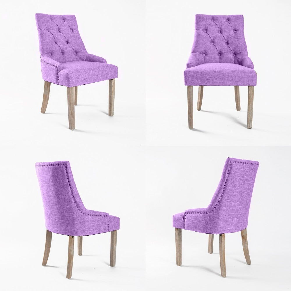 La Bella 4 Set Violet French Provincial Dining Chair Amour Oak Leg Fast shipping On sale