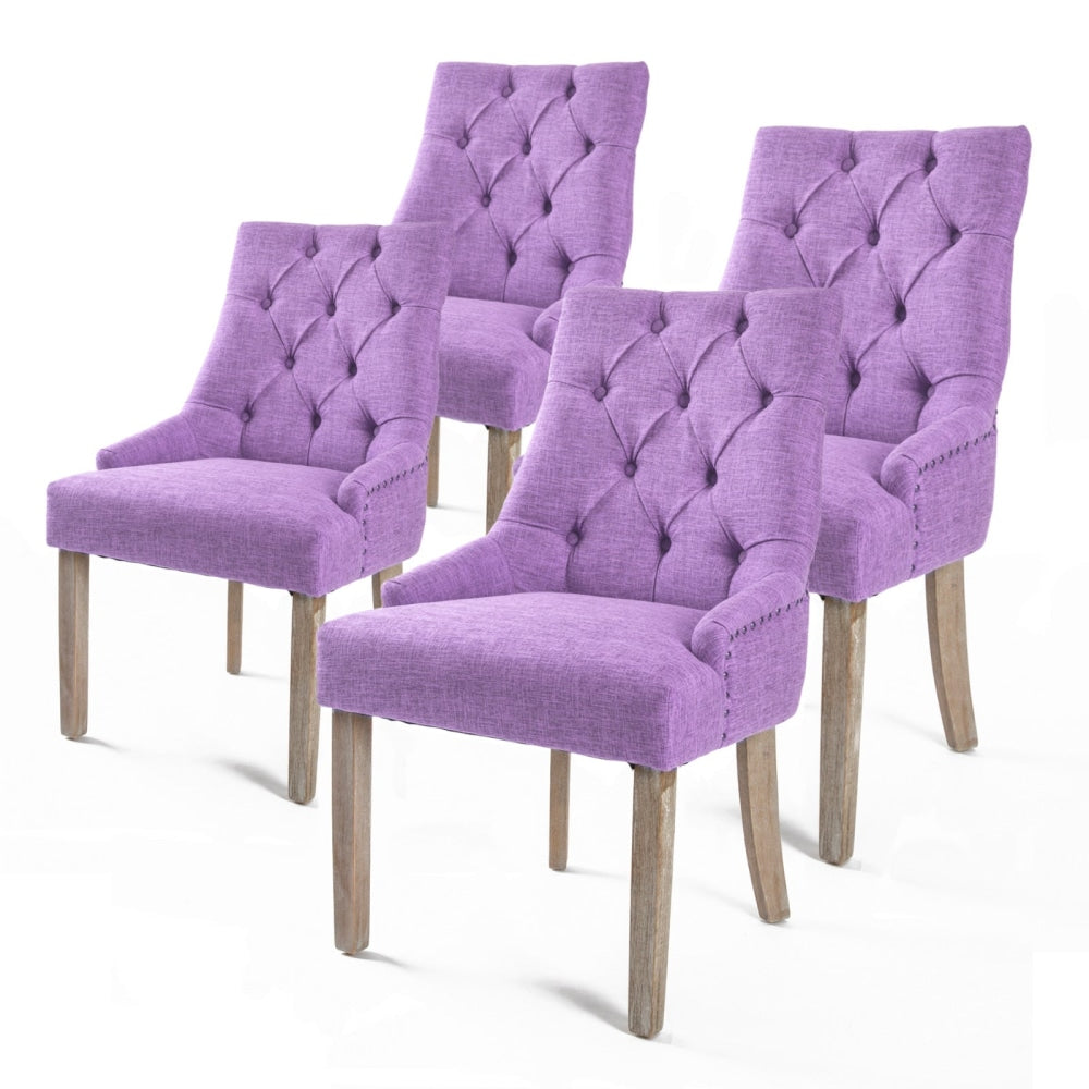 La Bella 4 Set Violet French Provincial Dining Chair Amour Oak Leg Fast shipping On sale