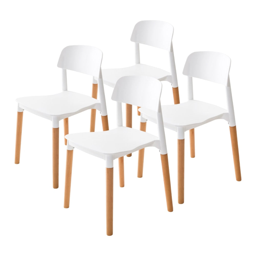 La Bella 4 Set White Retro Belloch Stackable Dining Cafe Chair Fast shipping On sale