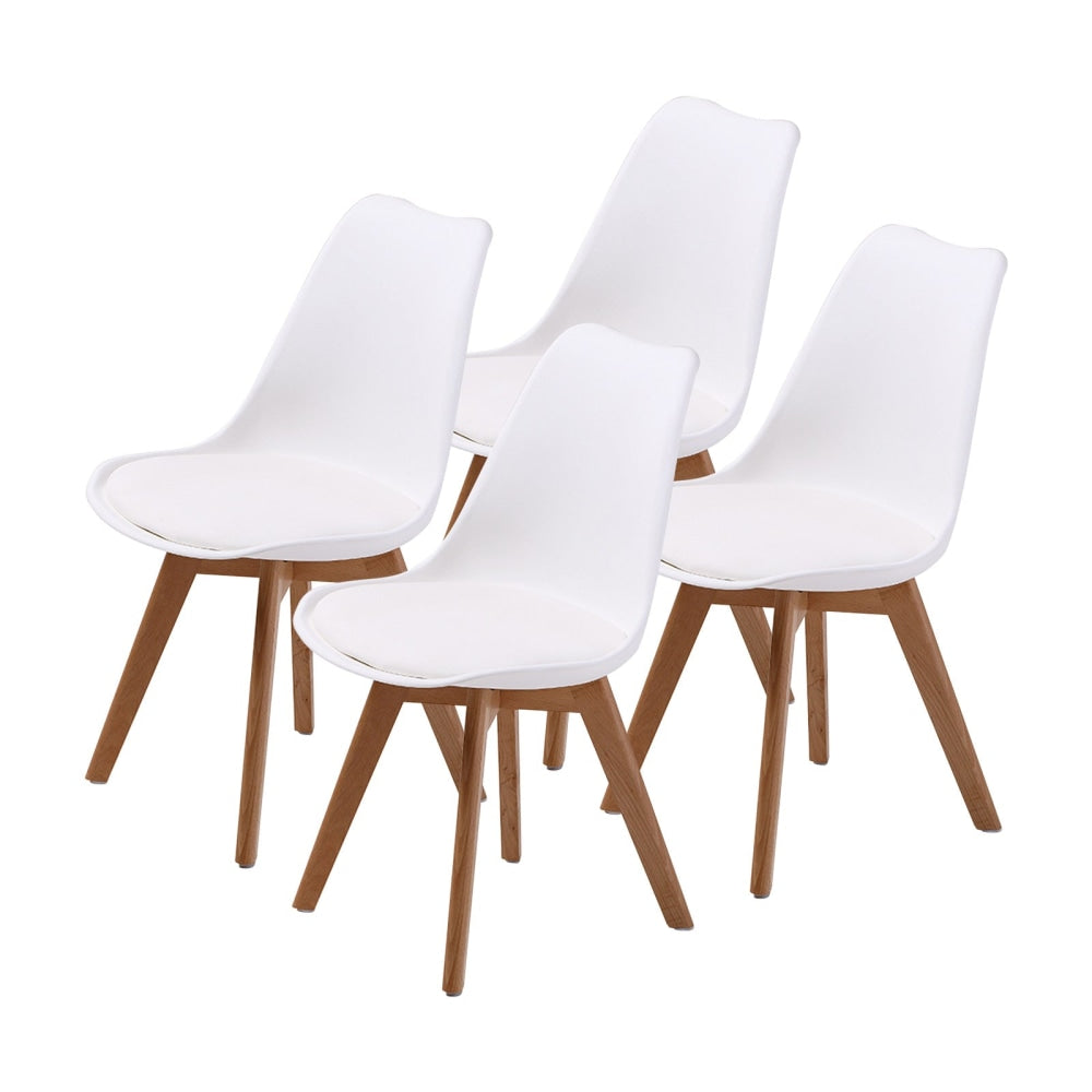 La Bella 4 Set White Retro Dining Cafe Chair Padded Seat Fast shipping On sale