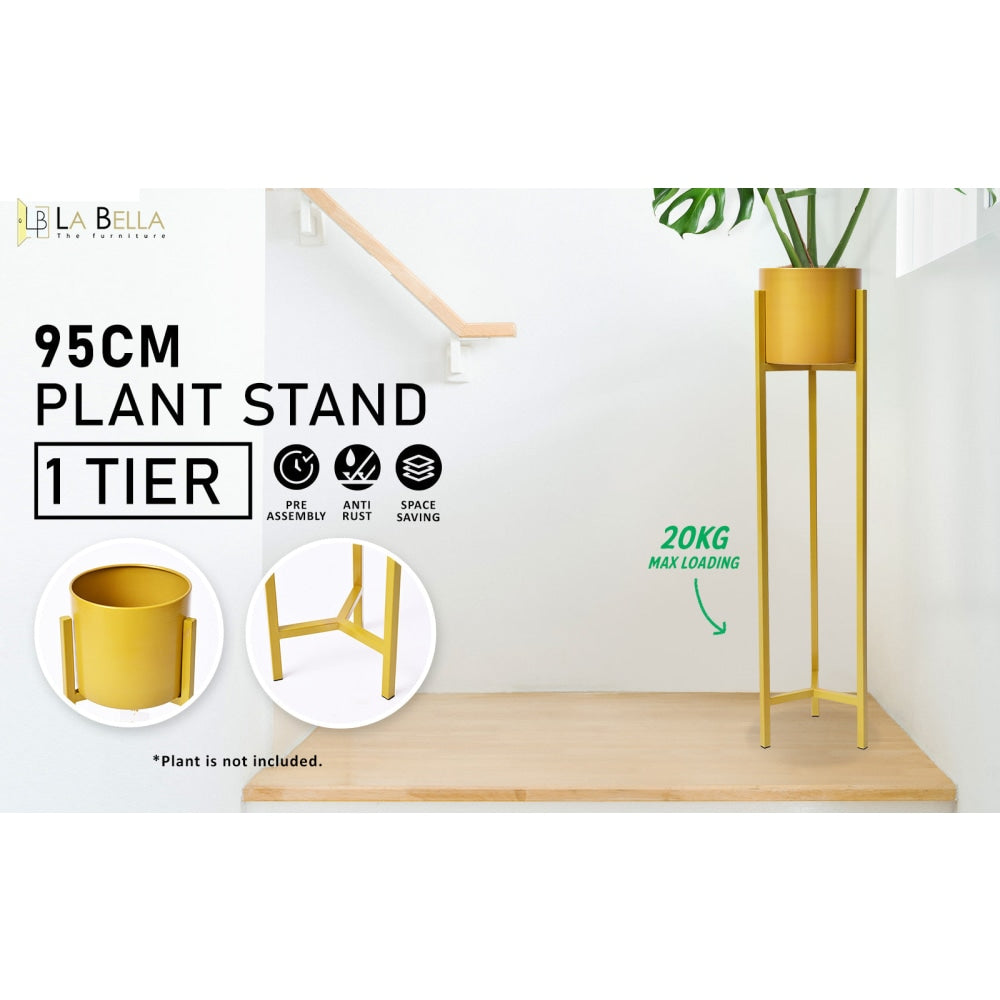 La Bella 95cm Gold Plant Stand Planter Shelf Rack 1 Tier Steel Outdoor Decor Fast shipping On sale