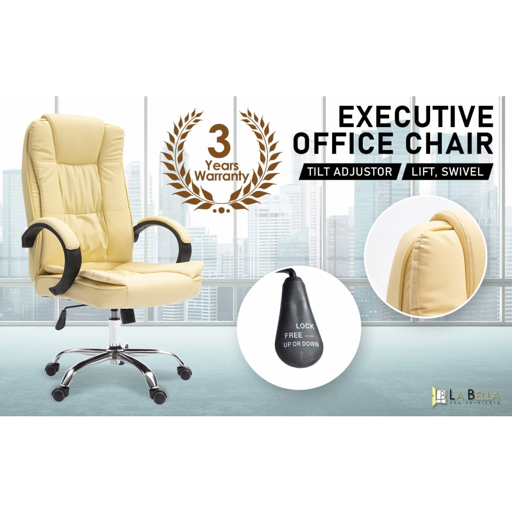 La Bella Beige Executive Office Chair Sage Dual-Layer Seat Fast shipping On sale