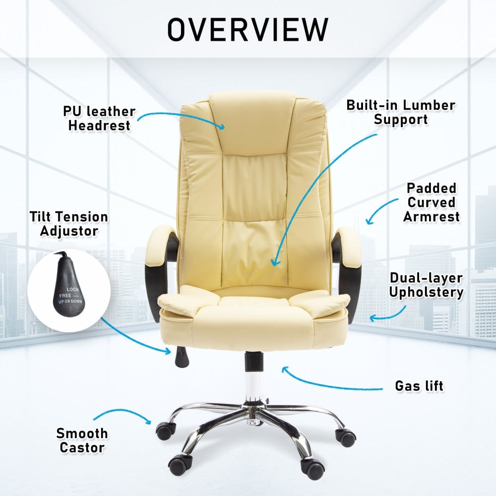 La Bella Beige Executive Office Chair Sage Dual-Layer Seat Fast shipping On sale