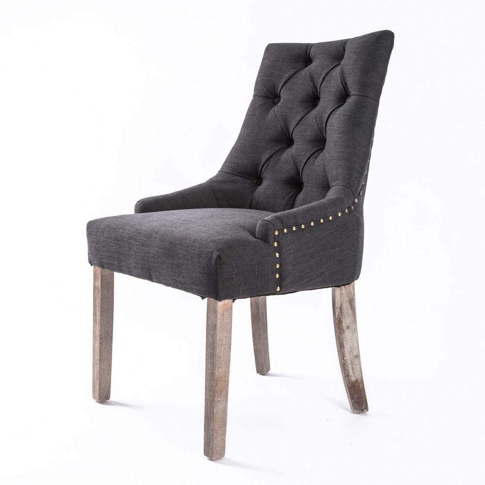 La Bella Black (Charcoal) French Provincial Dining Chair Amour Oak Leg Fast shipping On sale