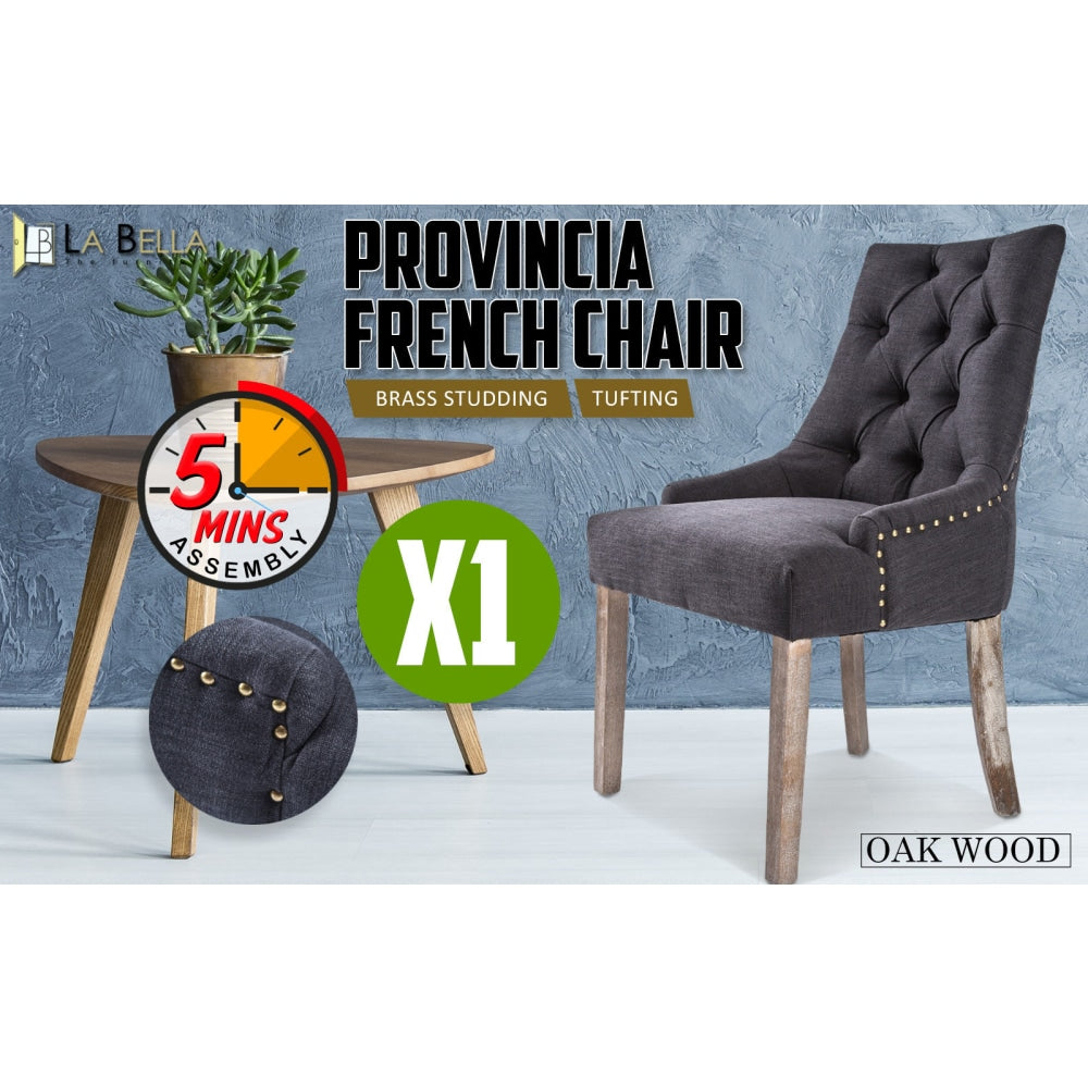 La Bella Black (Charcoal) French Provincial Dining Chair Amour Oak Leg Fast shipping On sale