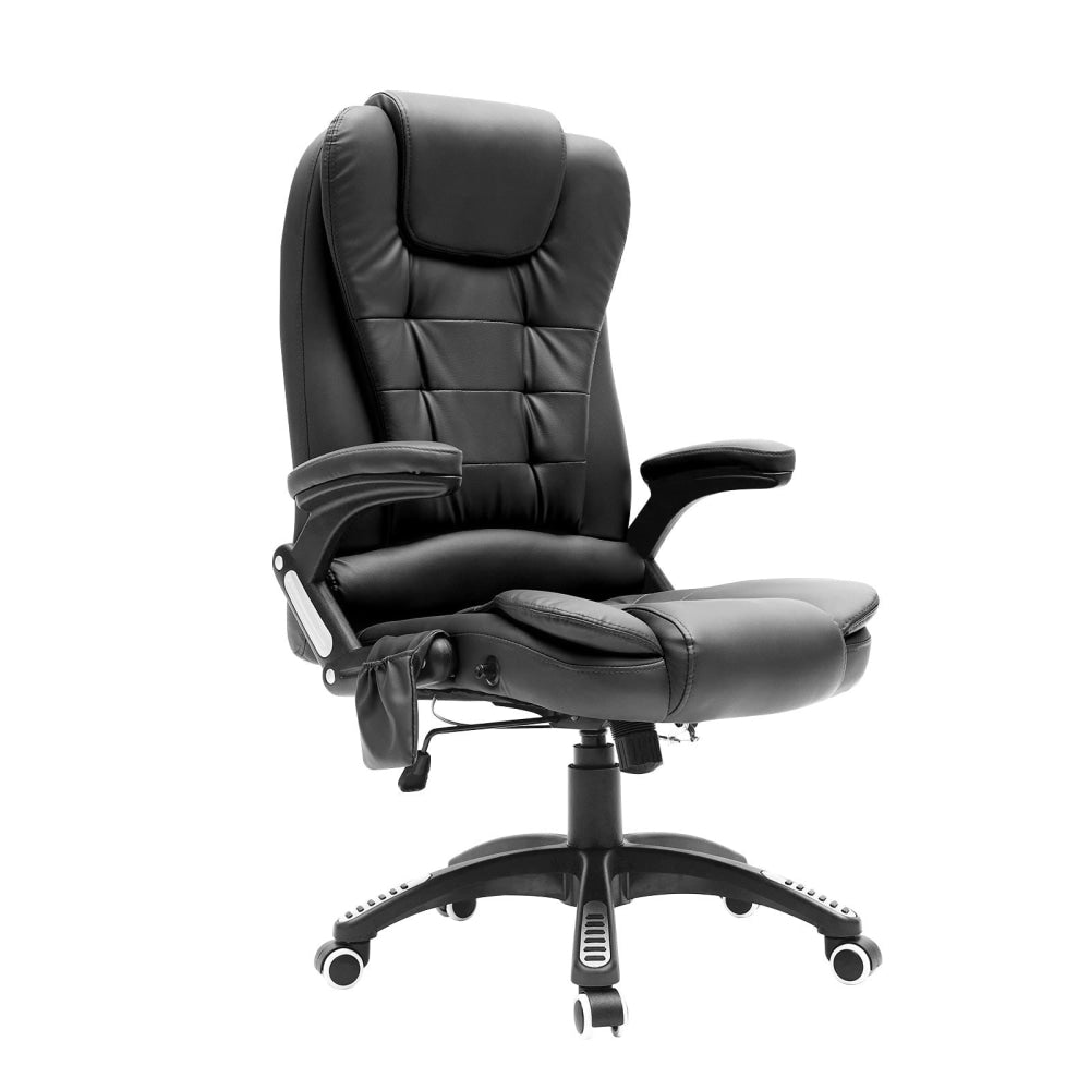 La Bella Black Massage 8 Point Vibration Heated Ergonomic Executive Office Chair Fast shipping On sale