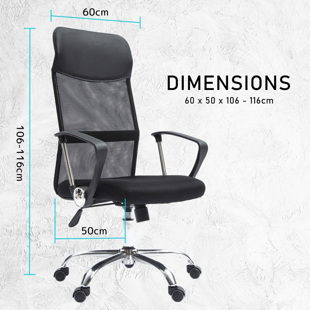 La Bella Black Office Chair Breeze Mesh High Back Tilt In-Built Lumbar Fast shipping On sale