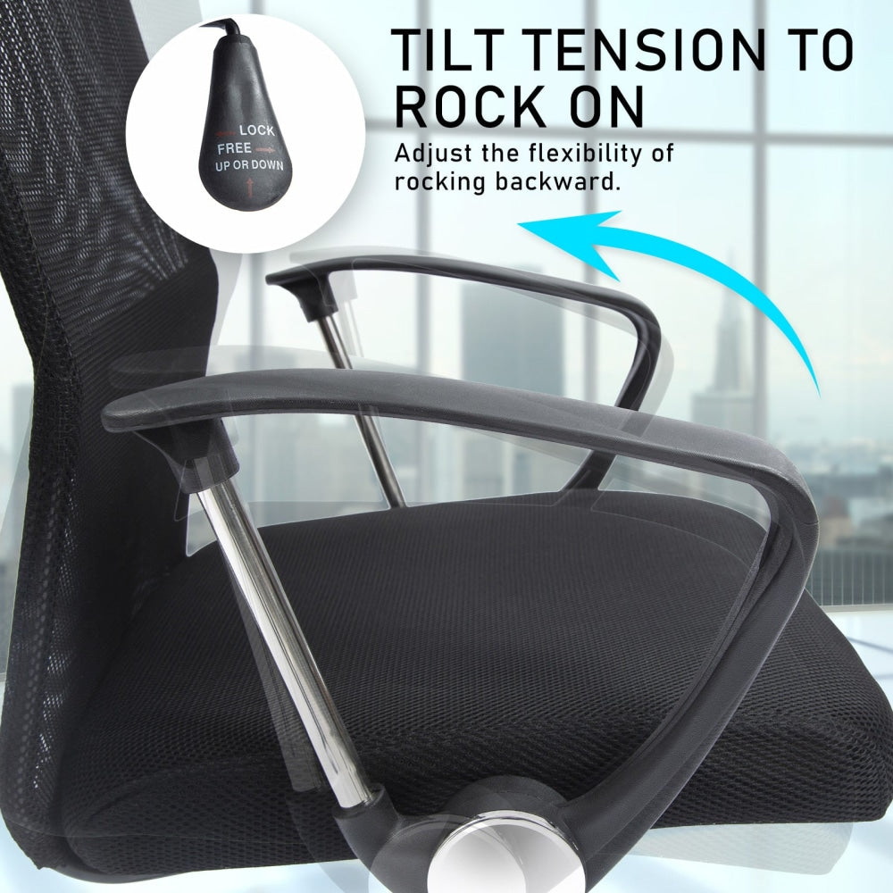 La Bella Black Office Chair Breeze Mesh High Back Tilt In-Built Lumbar Fast shipping On sale