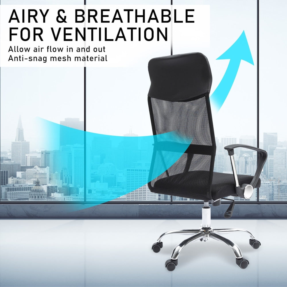 La Bella Black Office Chair Breeze Mesh High Back Tilt In-Built Lumbar Fast shipping On sale