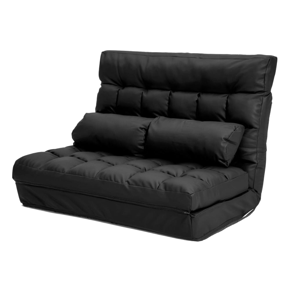 La Bella Double Seat Couch Bed Black Sofa Gemini Leather Fast shipping On sale