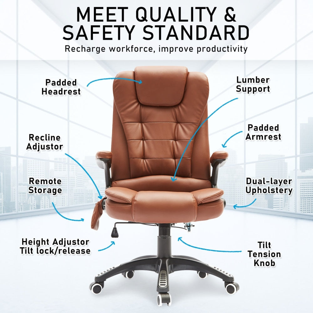 La Bella Espresso Massage 8 Point Vibration Heated Ergonomic Executive Office Chair Fast shipping On sale