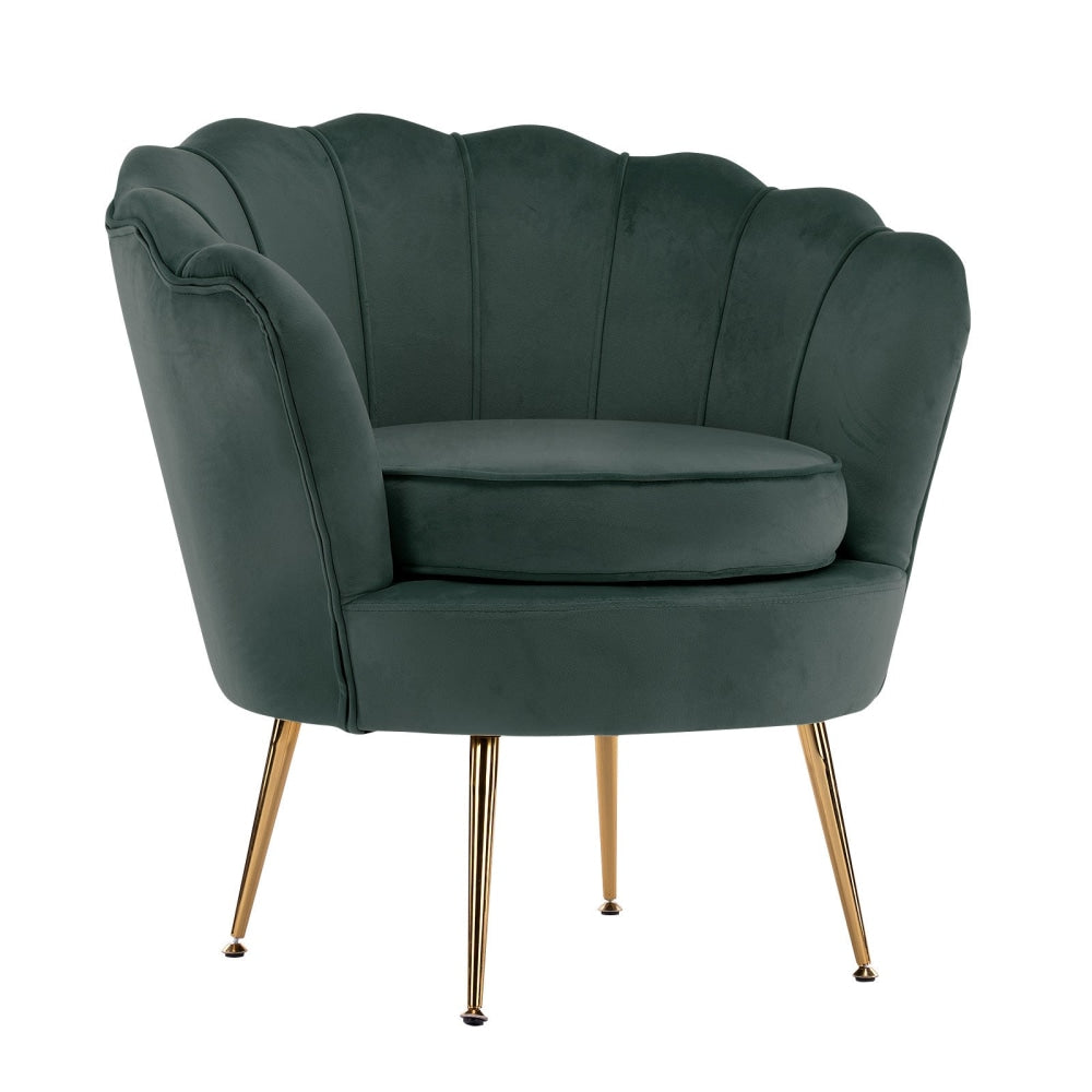 La Bella Shell Scallop Green Armchair Lounge Chair Accent Velvet Fast shipping On sale