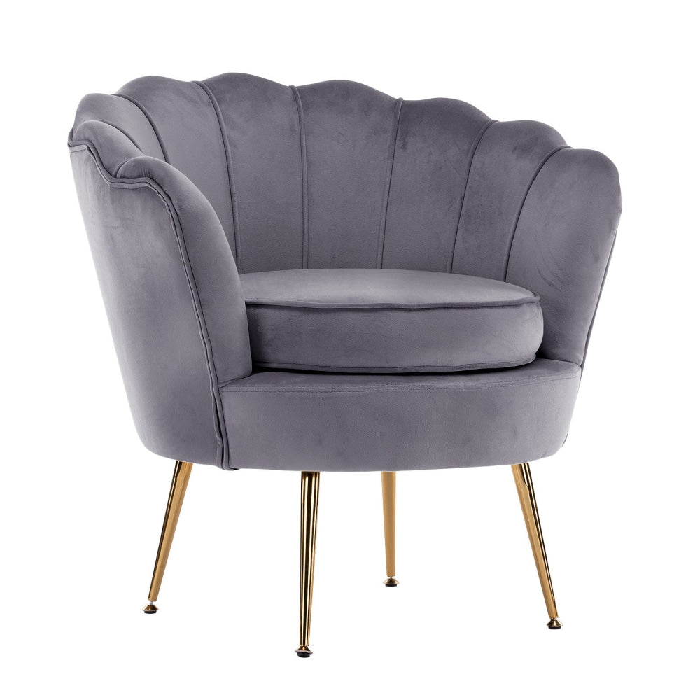 La Bella Shell Scallop Grey Armchair Lounge Chair Accent Velvet Fast shipping On sale