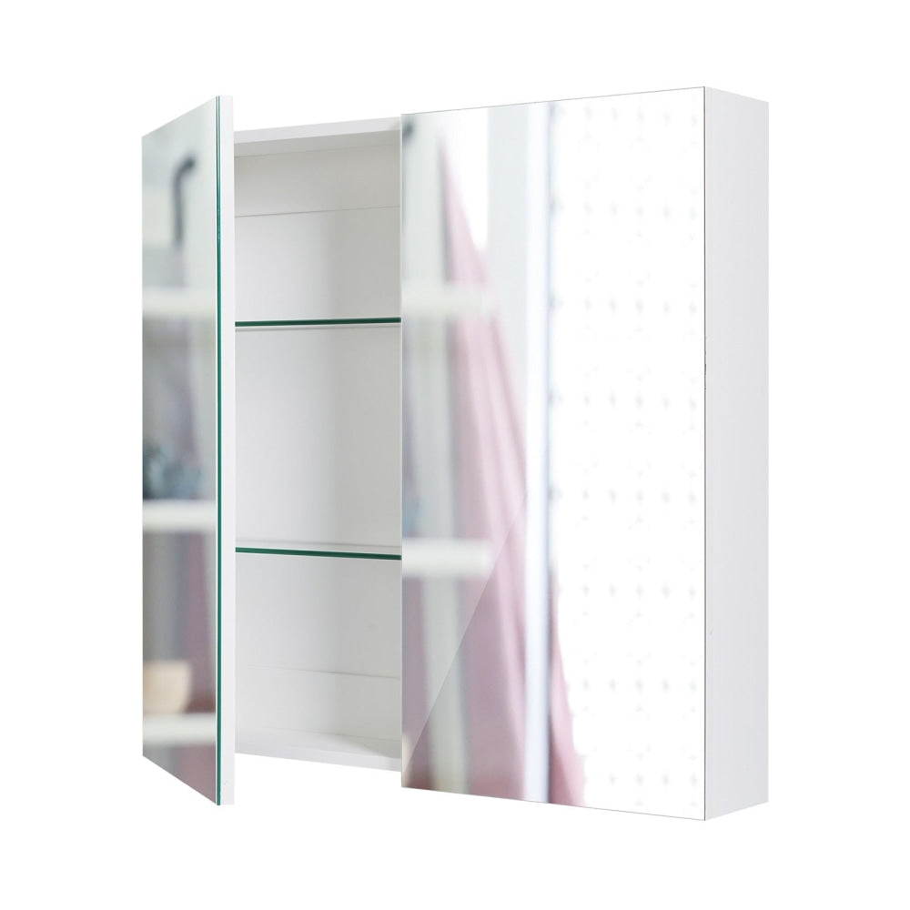 La Bella White Bathroom Mirror Cabinet Wall Twin Door Shaving Storage 60 x 72 cm Fast shipping On sale