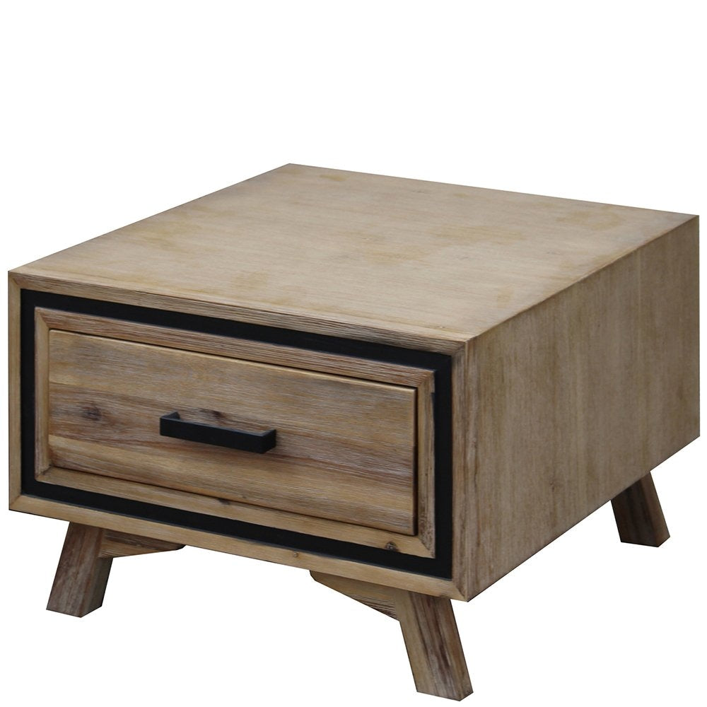 Lamp Table with 1 Storage Drawer Solid Wooden Frame in Silver Brush Colour Fast shipping On sale