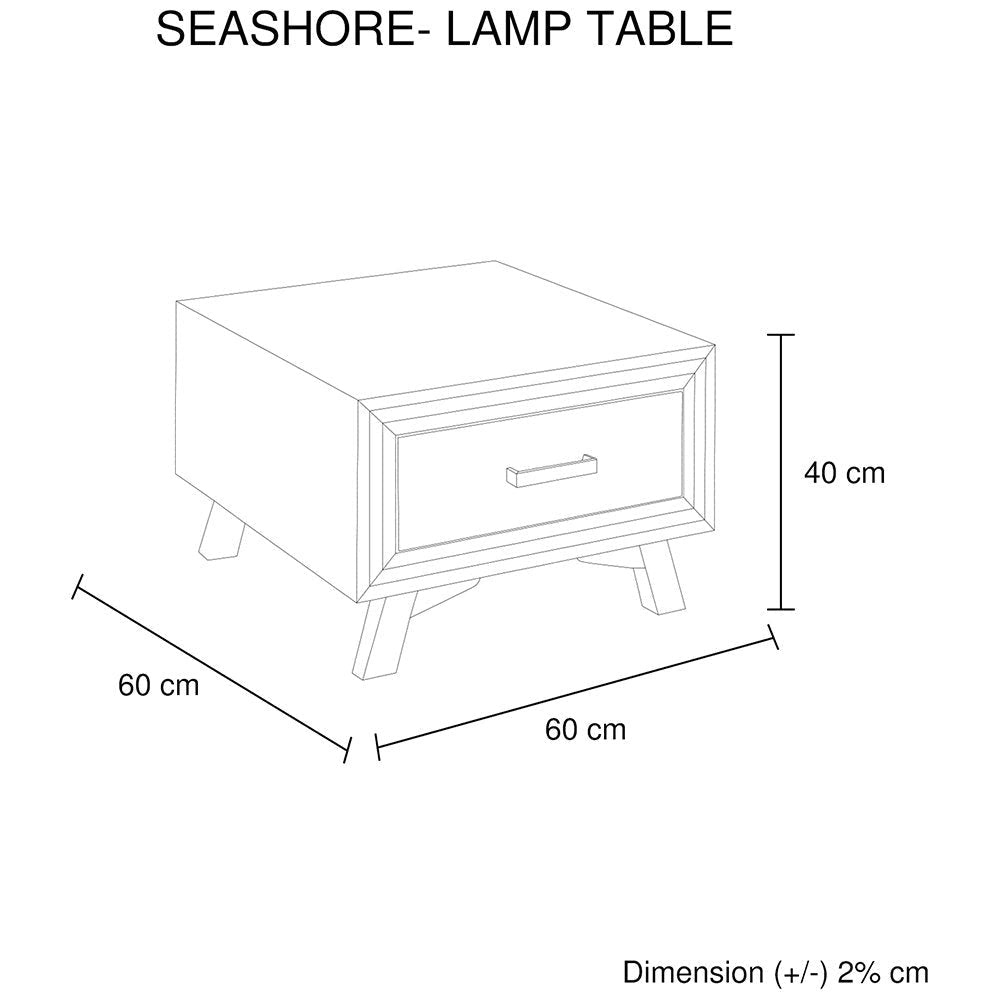 Lamp Table with 1 Storage Drawer Solid Wooden Frame in Silver Brush Colour Fast shipping On sale