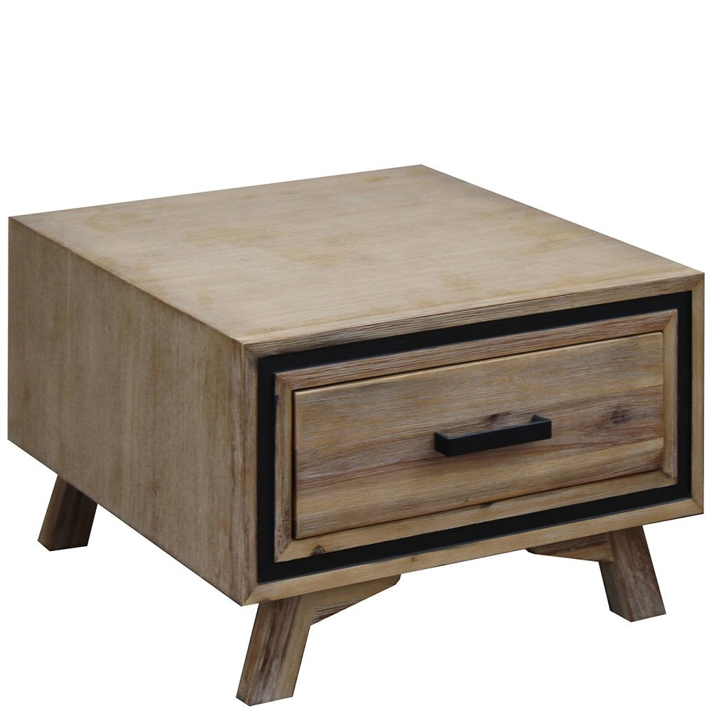 Lamp Table with 1 Storage Drawer Solid Wooden Frame in Silver Brush Colour Fast shipping On sale