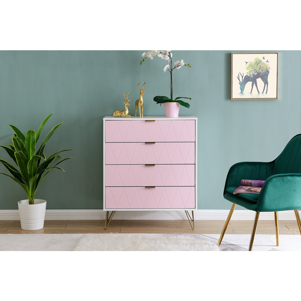 Lanark Collection Chest of 4-Drawers Tallboy Storage Cabinet Pink Of Drawers Fast shipping On sale