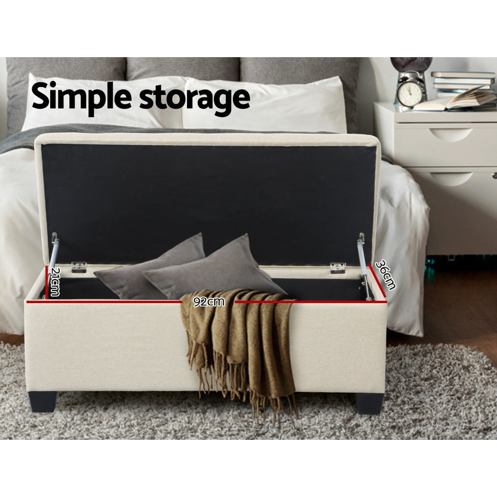 Large Fabric Storage Ottoman - Beige Fast shipping On sale