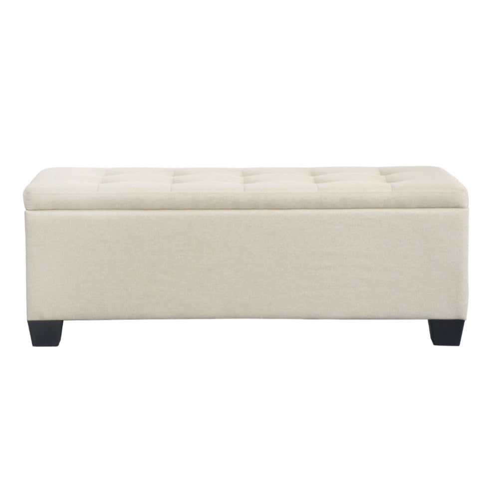 Large Fabric Storage Ottoman - Beige Fast shipping On sale