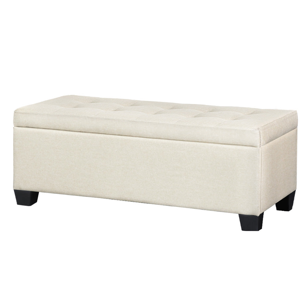 Large Fabric Storage Ottoman - Beige Fast shipping On sale