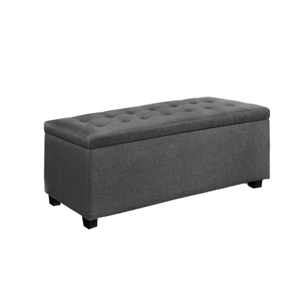 Large Fabric Storage Ottoman - Grey Fast shipping On sale