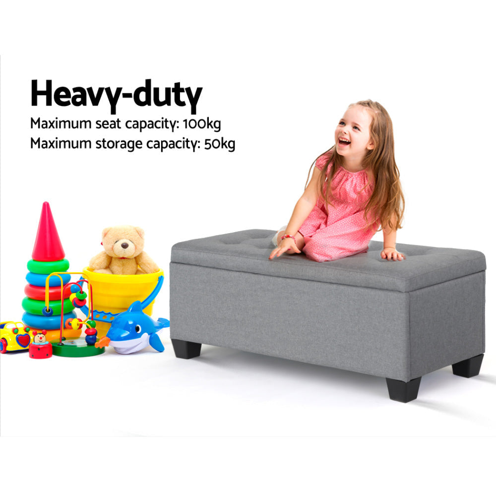 Large Fabric Storage Ottoman - Grey Fast shipping On sale