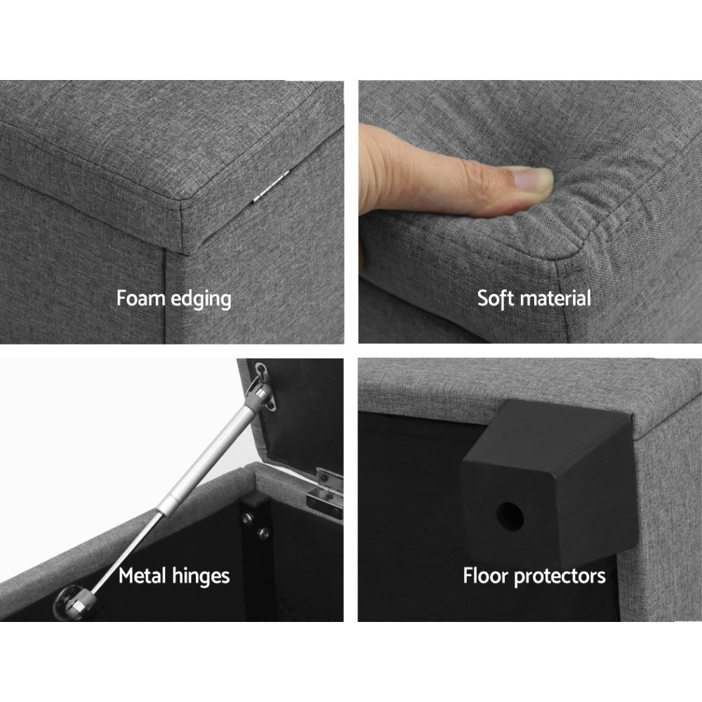 Large Fabric Storage Ottoman - Grey Fast shipping On sale