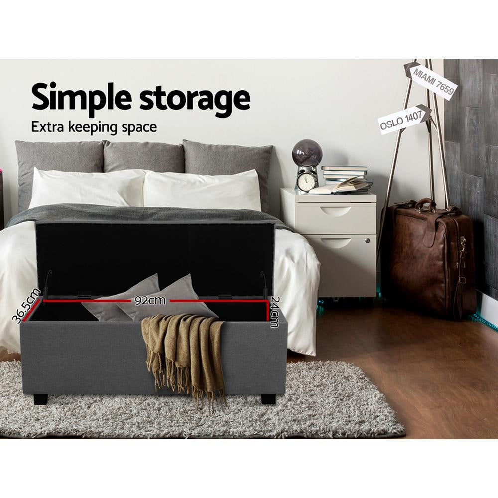 Large Fabric Storage Ottoman - Grey Fast shipping On sale