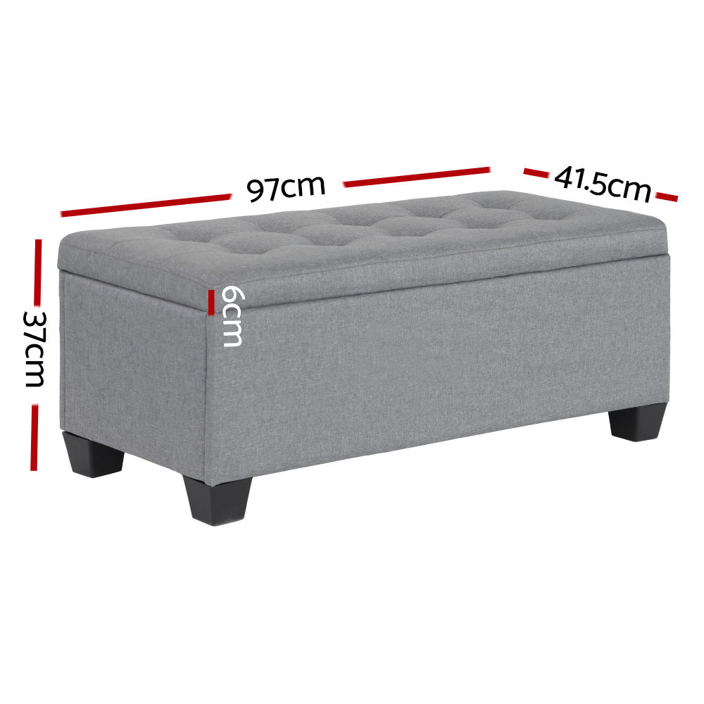 Large Fabric Storage Ottoman - Grey Fast shipping On sale