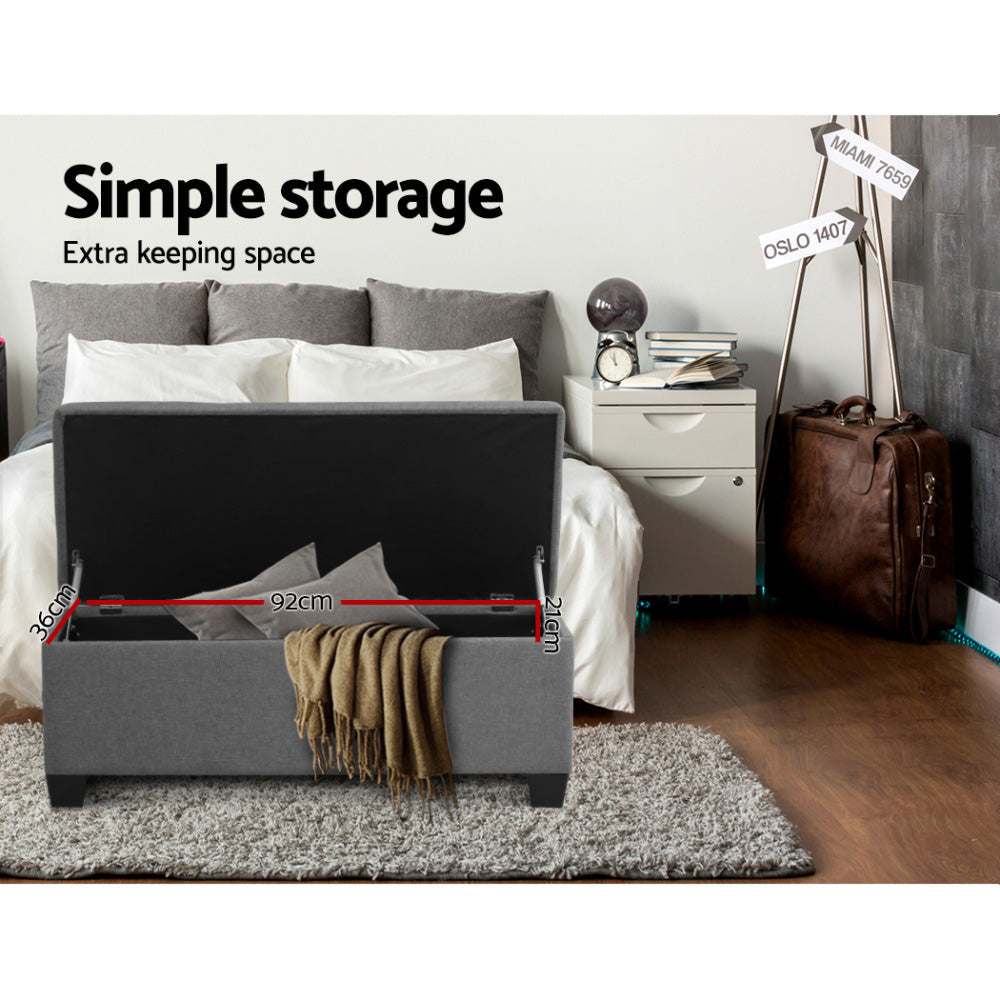 Large Fabric Storage Ottoman - Grey Fast shipping On sale
