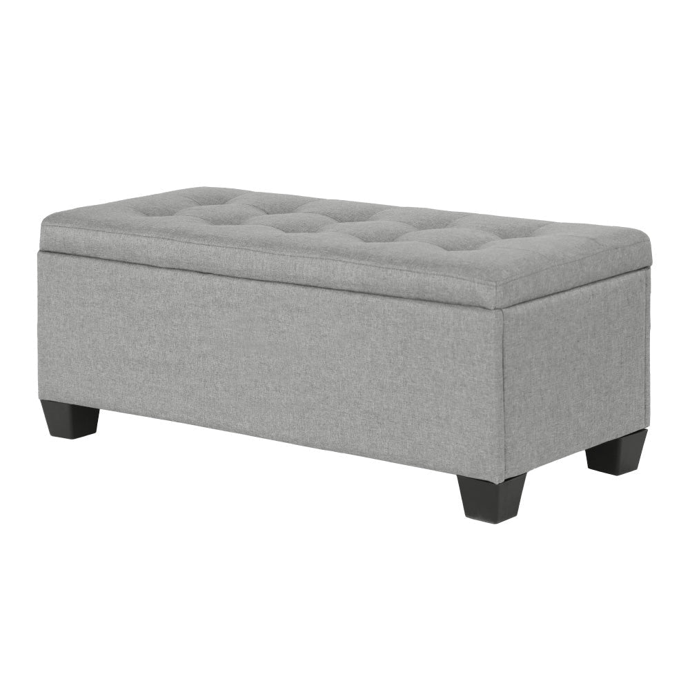 Large Fabric Storage Ottoman - Light Grey Fast shipping On sale