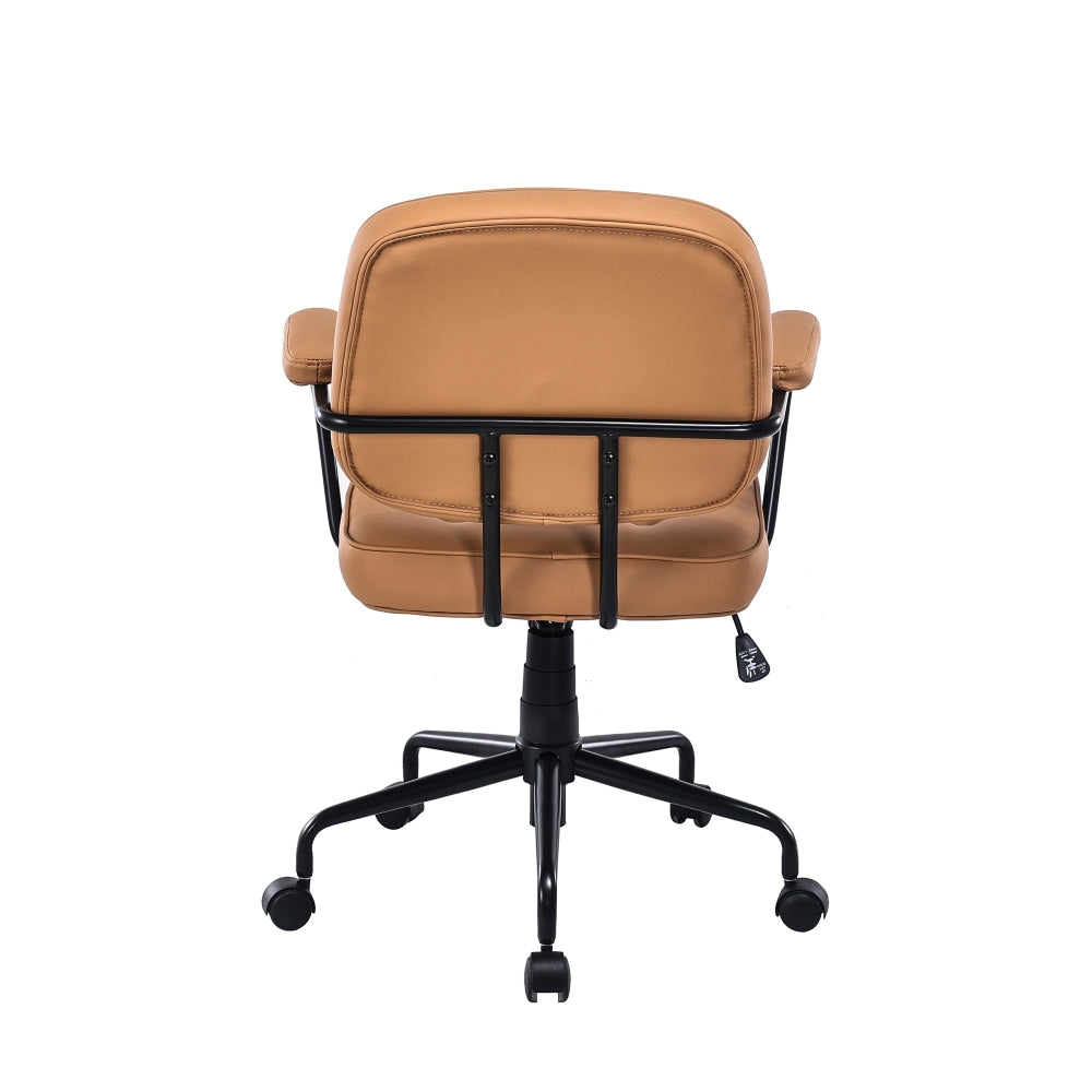 Laurence Faux Leather Home Office Computer Task Chair Black Frame - Brown Fast shipping On sale