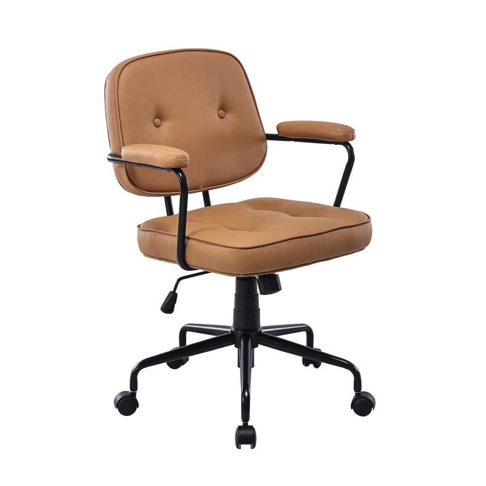 Laurence Faux Leather Home Office Computer Task Chair Black Frame - Brown Fast shipping On sale