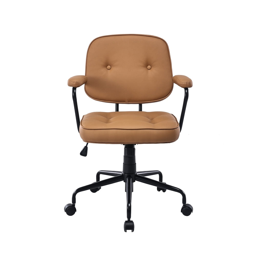 Laurence Faux Leather Home Office Computer Task Chair Black Frame - Brown Fast shipping On sale