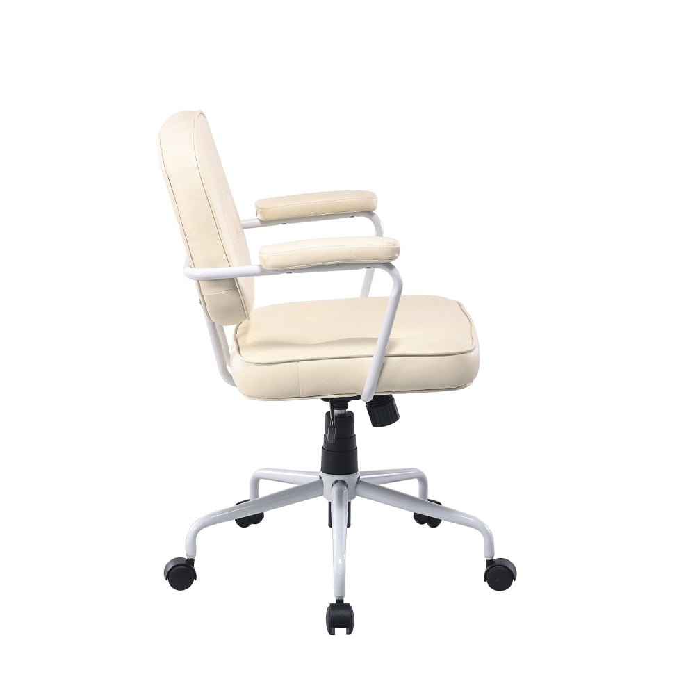 Laurence Faux Leather Home Office Computer Task Chair White Frame - Beige Fast shipping On sale